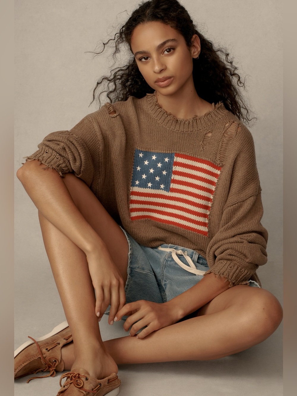 Denimist Distressed American Flag Sweater